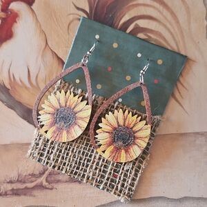 Sunflower Teardrop Earrings